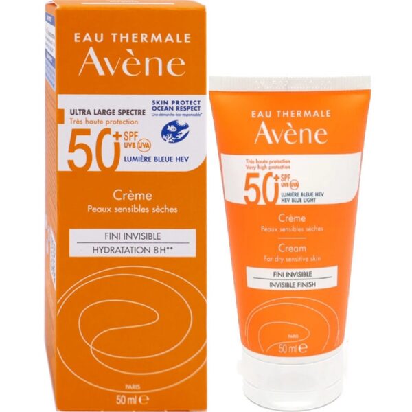 Avène Solaire Crème IP50+ Fini Invisible Peaux Sensibles Sèches Tube 50ml